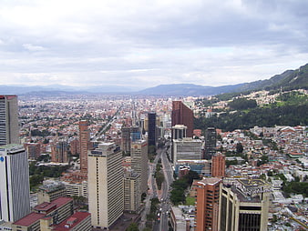 Aerial View of Bogota City Skyline and Mountains in Colombia
