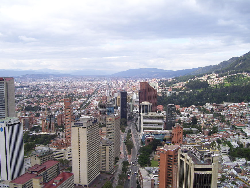 Aerial View of Bogota City Skyline and Mountains in Colombia