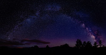 Milky Way Galaxy Over Silhouetted Mountain Landscape at Night