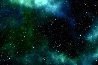 Deep Space Nebula with Green and Blue Cosmic Dust