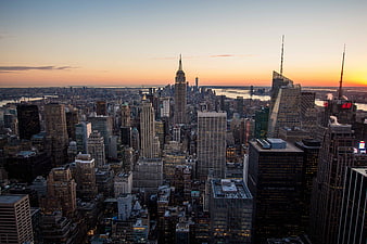 New York City Skyline at Sunset with Empire State Building