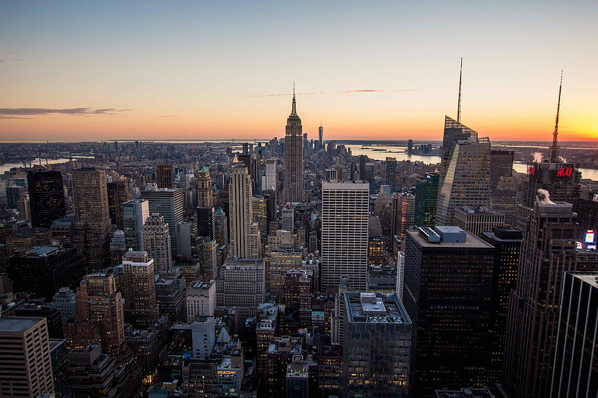 New York City Skyline at Sunset with Empire State Building