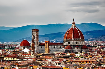 Florence Cathedral Skyline With Red Dome And Tuscan Hills