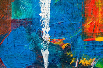 Abstract Blue and Red Oil Painting Texture Close Up