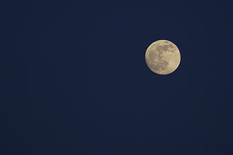 Full Moon Against Deep Blue Night Sky