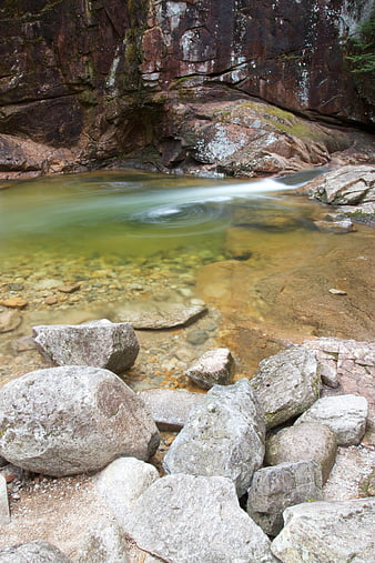 Long Exposure Stream Flowing Over Rocks in Forest