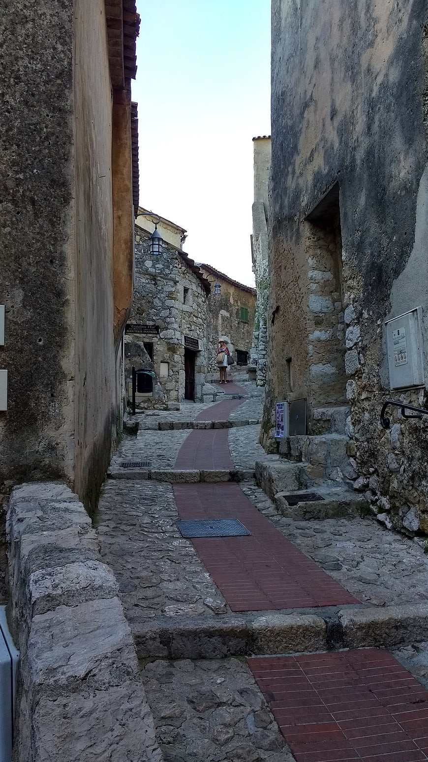 Narrow cobblestone alley in old European village