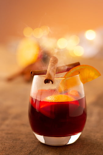 Steaming Mulled Wine with Cinnamon and Orange Slices