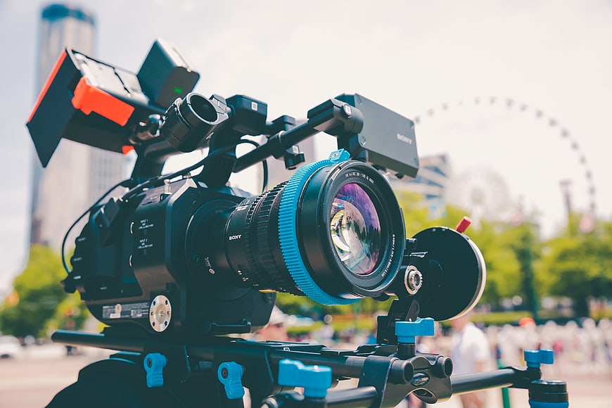 Professional Sony Video Camera Rig Close-Up