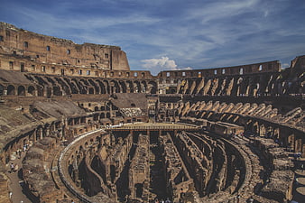 Interior View of the Ancient Colosseum Arena in Rome, Italy