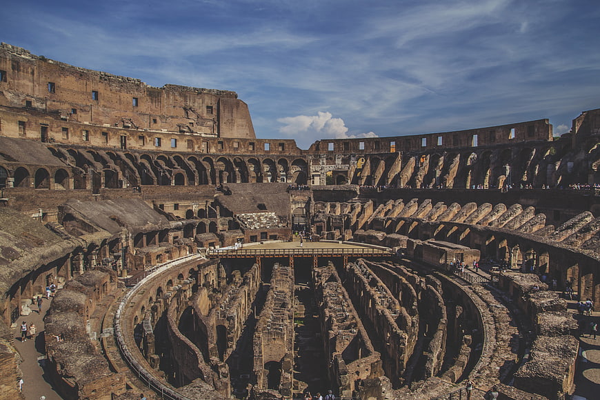 Interior View of the Ancient Colosseum Arena in Rome, Italy