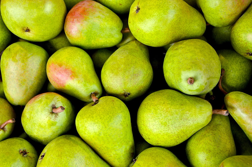 Fresh Green Pears Close-Up Texture Background