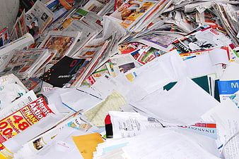 Pile of mixed paper waste for recycling