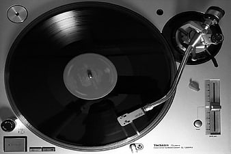 Top View of Technics SL-1200MK5 Turntable with Vinyl Record