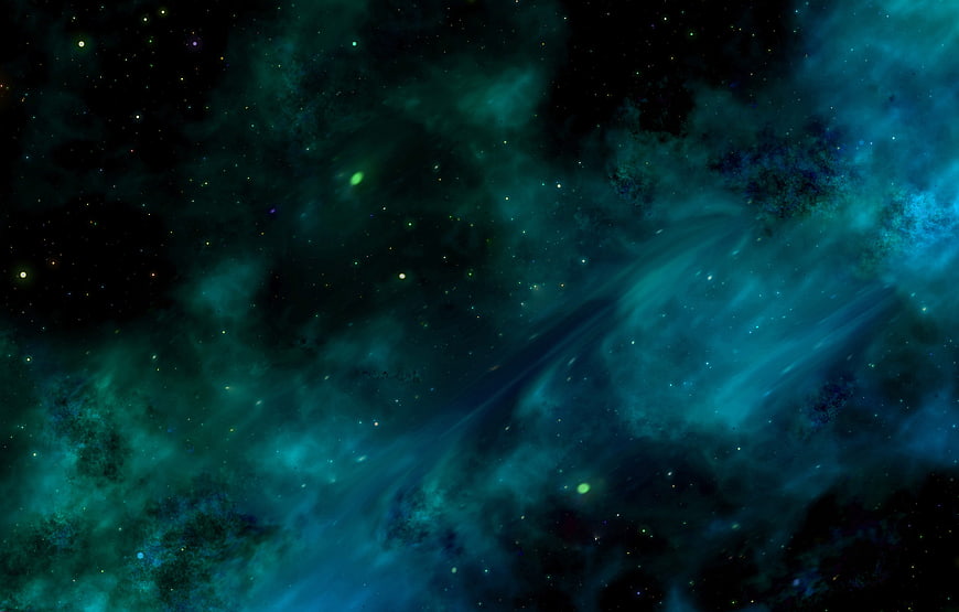 Abstract Deep Space Nebula with Blue and Teal Cosmic Dust