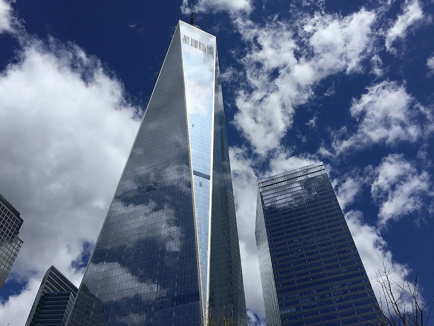 Low angle view of One World Trade Center skyscraper