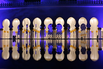 Blue Mosque Reflections at Night