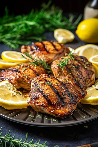 Grilled Chicken Thighs with Lemon and Rosemary