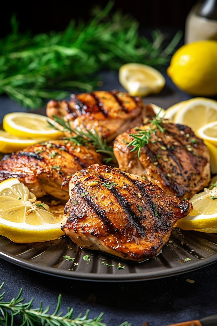 Grilled Chicken Thighs with Lemon and Rosemary