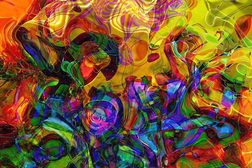 Vibrant multicolor abstract liquid swirls background