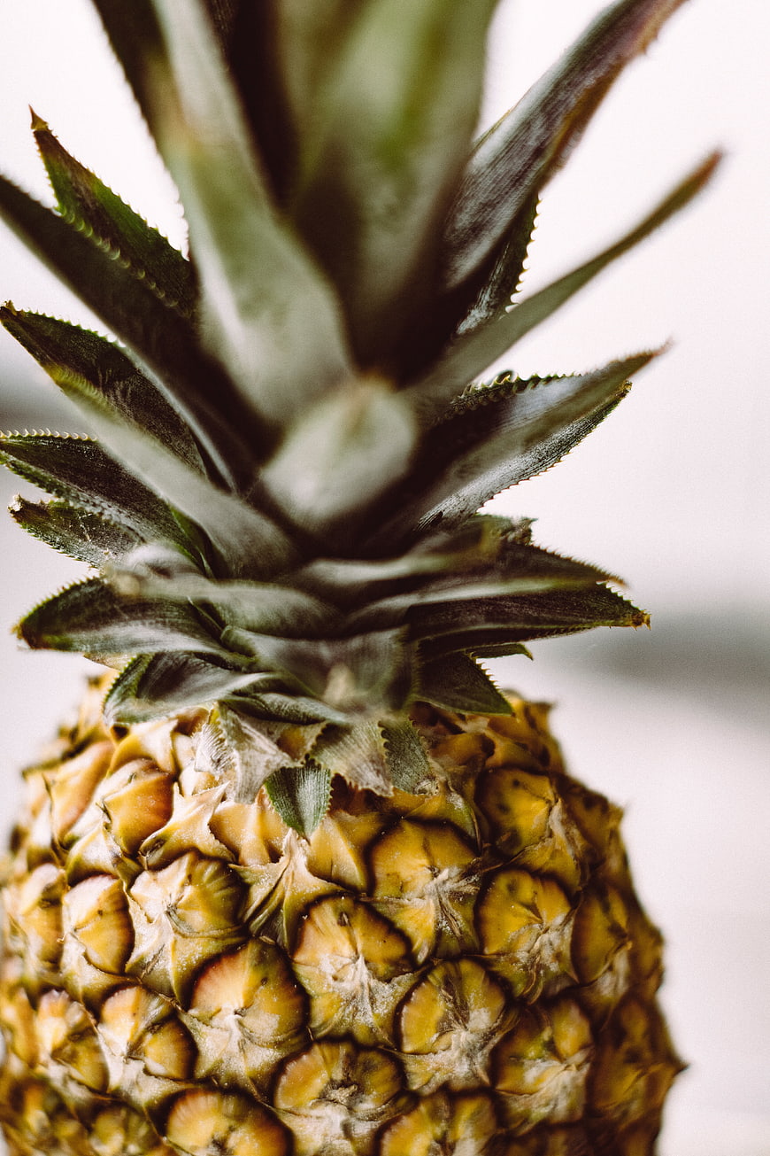 Close-up of Fresh Pineapple Crown and Texture