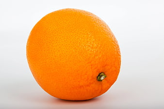 Single Fresh Orange Fruit on White Background