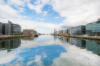Modern Dublin Cityscape Along River Liffey