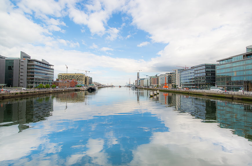 Modern Dublin Cityscape Along River Liffey