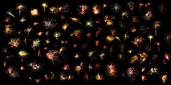 Colorful Fireworks Display on Black Background