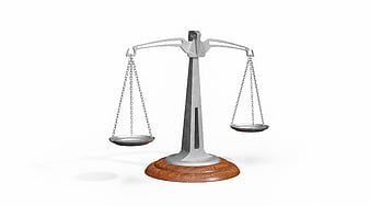 3D Scale of Justice on White Background