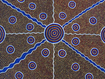 Australian Aboriginal Dot Painting Pattern with Concentric Circles