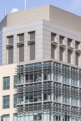 Modern Office Building Facade with Glass and Concrete