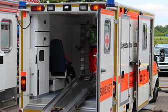 German Ambulance with Open Rear Doors and Ramp