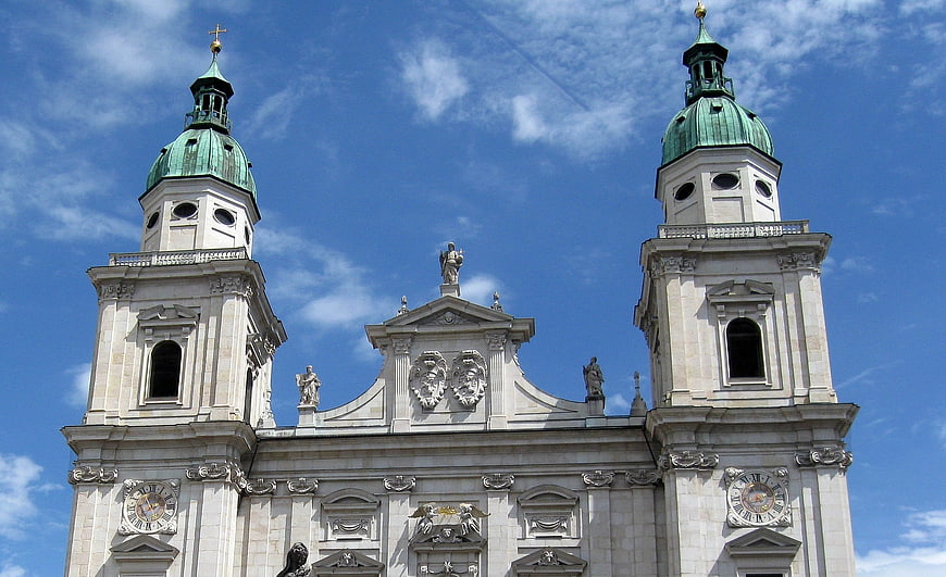 Baroque Cathedral Towers Against Blue Sky