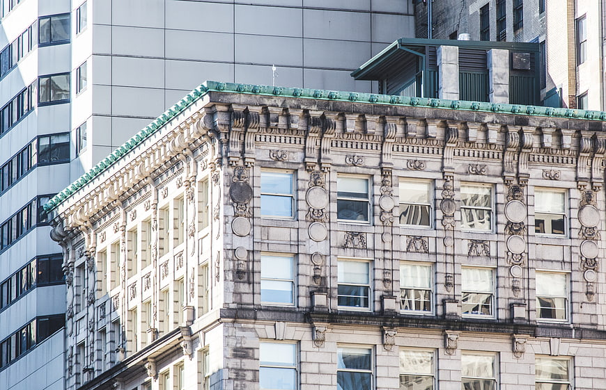 Ornate Historic Building Facade with Green Copper Roof