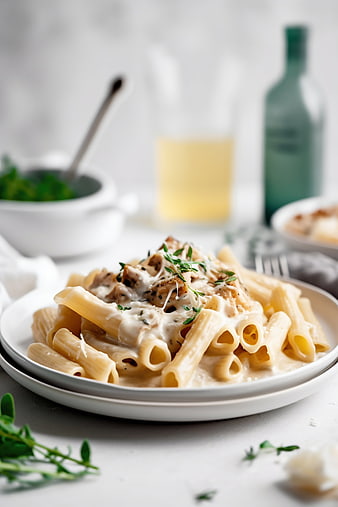 Creamy Penne Pasta with Mushrooms and Herbs