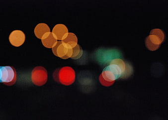Abstract Bokeh of Blurred City Street Lights at Night