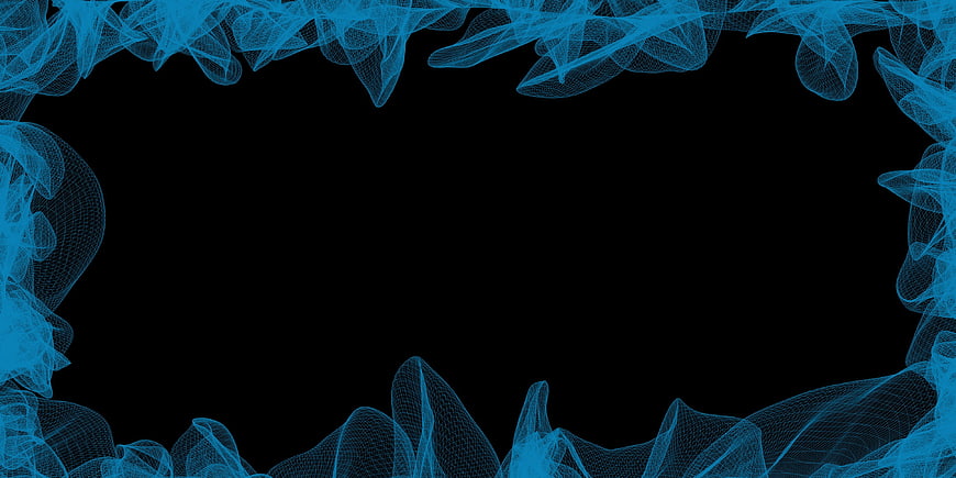 Abstract Blue Wireframe Smoke Border on Black Background