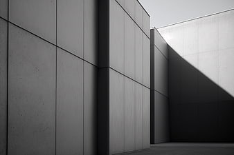 Minimalist Concrete Architecture with Sharp Shadows