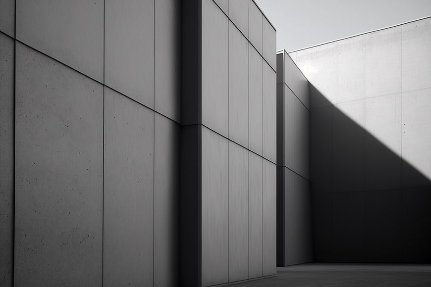 Minimalist Concrete Architecture with Sharp Shadows