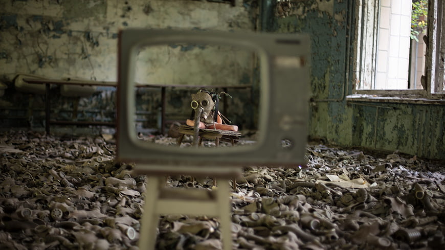 Abandoned CRT Television in Decaying Chernobyl Room