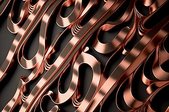 Abstract 3D Copper Metal Waves Background