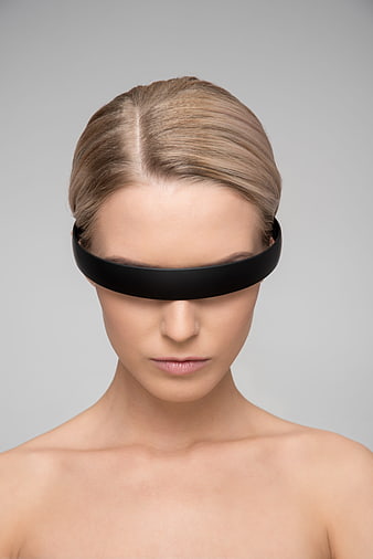 Futuristic Woman Wearing Black Headband Technology