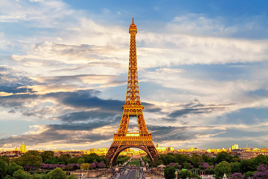 Eiffel Tower Paris Sunset Skyline