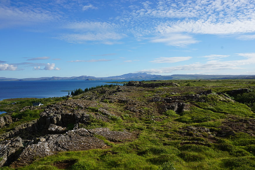 Scenic Icelandic Landscape with Rocky Terrain and Blue Ocean