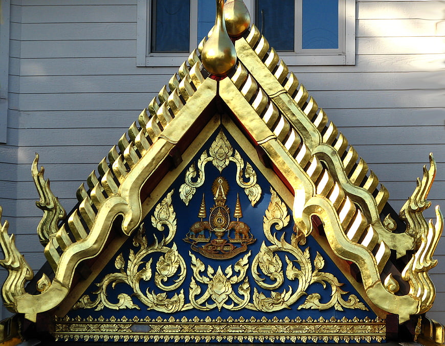 Golden Thai Temple Gable Ornament Detail