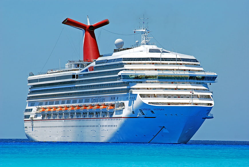 Carnival Victory Cruise Ship on Turquoise Ocean Water