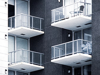 Modern Apartment Building Balconies with Glass Railings