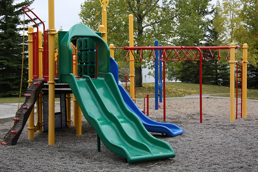Empty Colorful Playground Equipment in Park