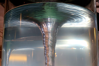 Water vortex in a clear cylindrical container